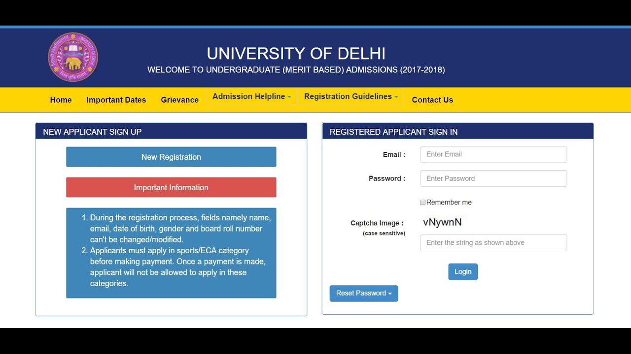 DU Admission Portal(Updated}Delhi University Website Info.